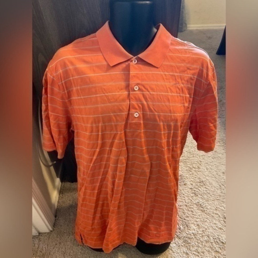 Men’s used orange  Bobby Jones players golf polo shirt size L large